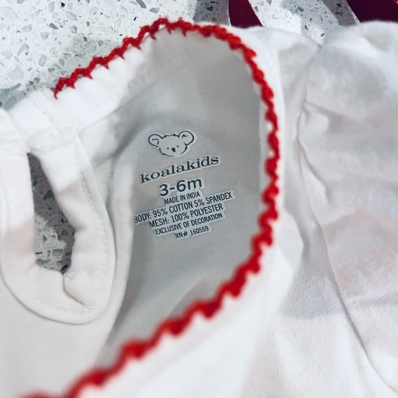 KoalaKids Valentine Dress 3-6M Baby Girl Tutu Tulle Red White Heart Forever Love - Picture 4 of 6